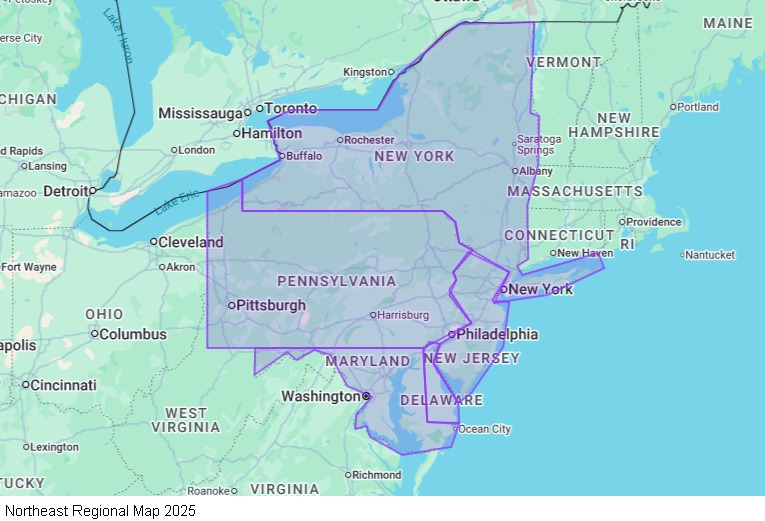 Northeast Regional map