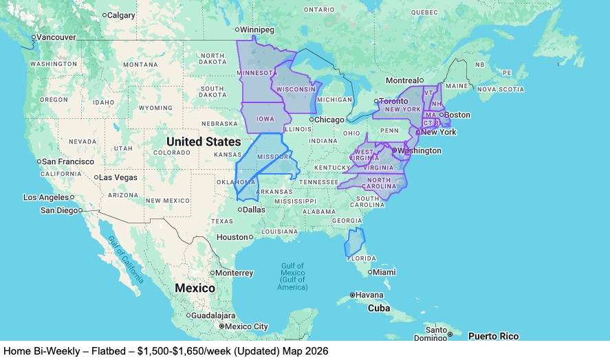 Home Bi-Weekly – Flatbed map
