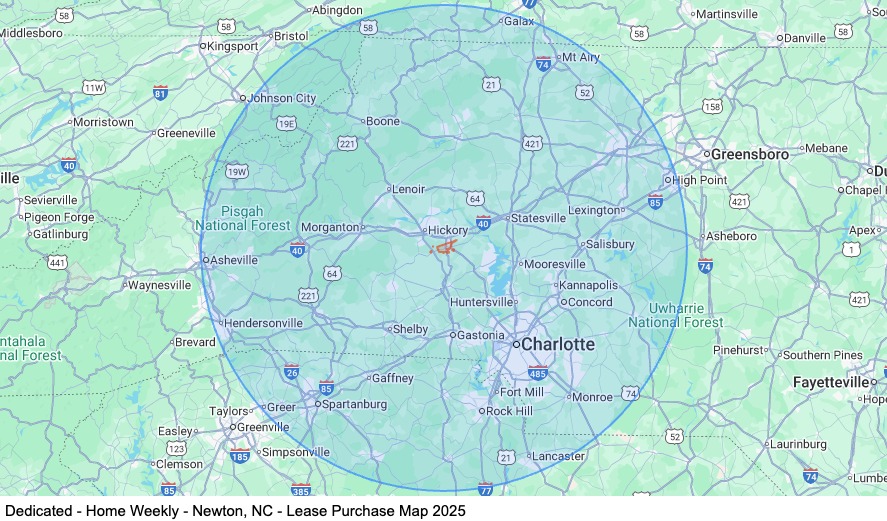 Dedicated - Home Weekly - Newton, NC - Lease Purchase map