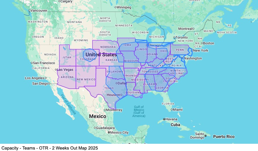 Capacity - Teams - OTR - 2 Weeks Out map
