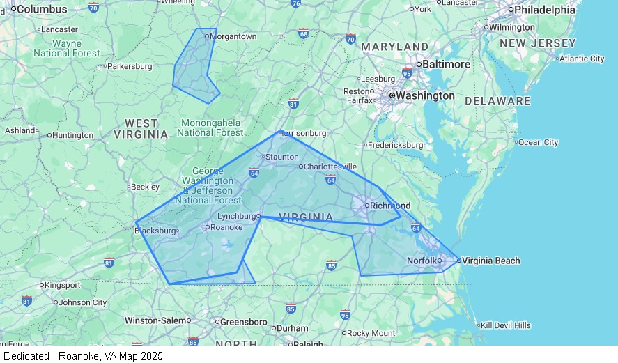 Dedicated – Home Weekly - Roanoke, VA map
