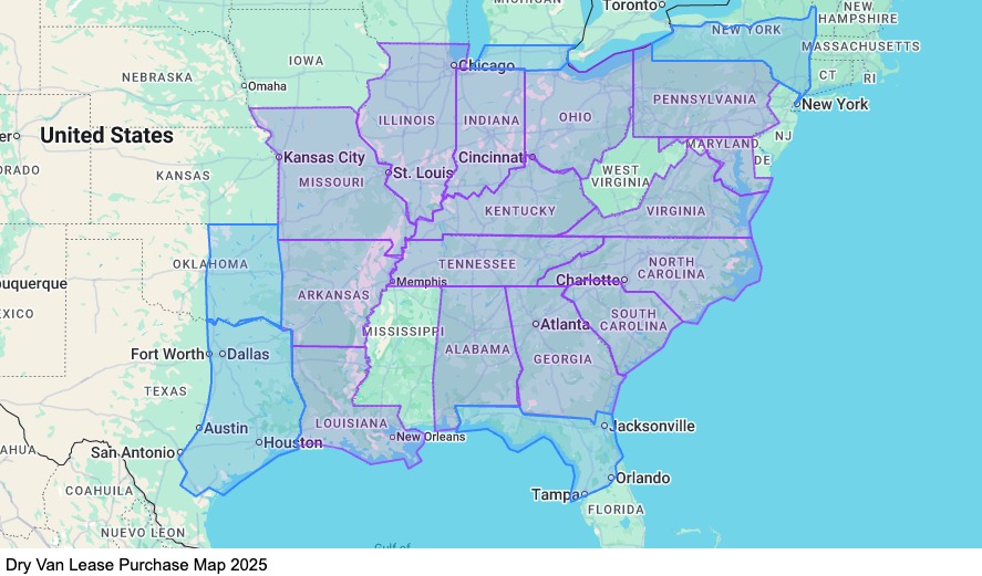 Owner Operator Dry Van - Home Bi-Weekly map