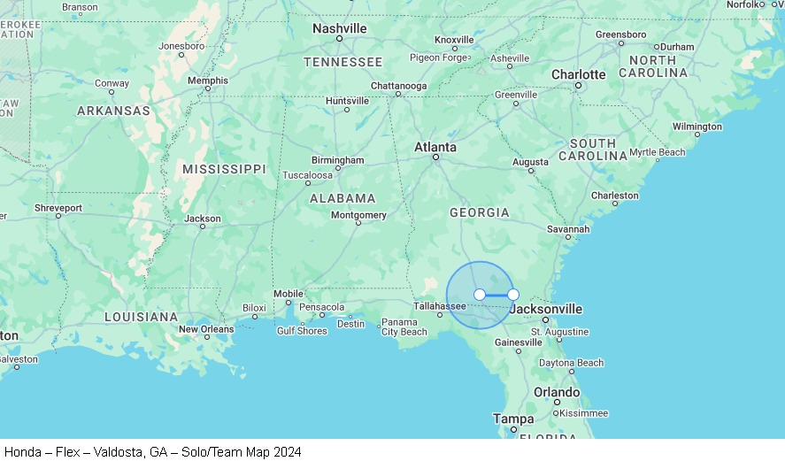 Honda – Flex – Valdosta, GA – Solo/Team map