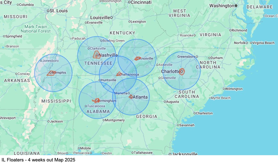 IL Floaters - 4 weeks out map