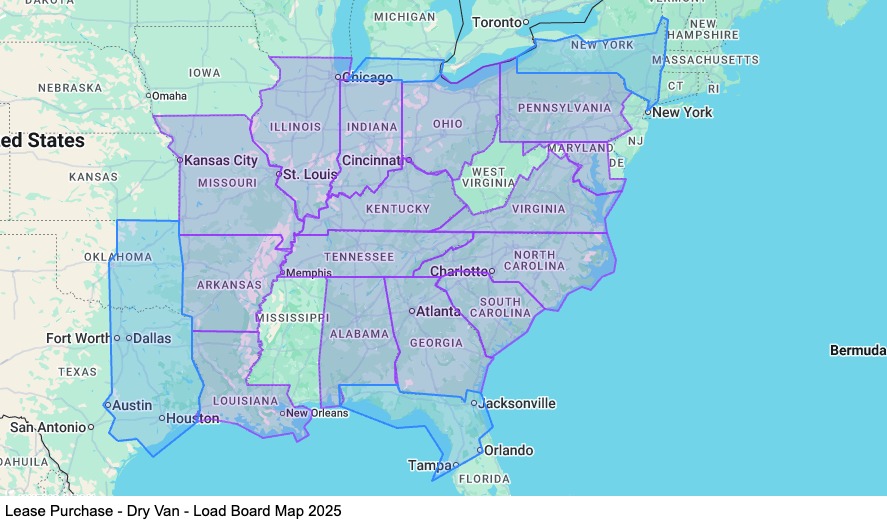 Lease Purchase Dry Van - Home Bi-Weekly map
