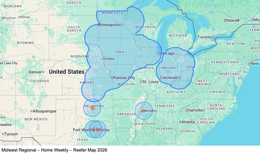 Midwest Regional – Reefer map