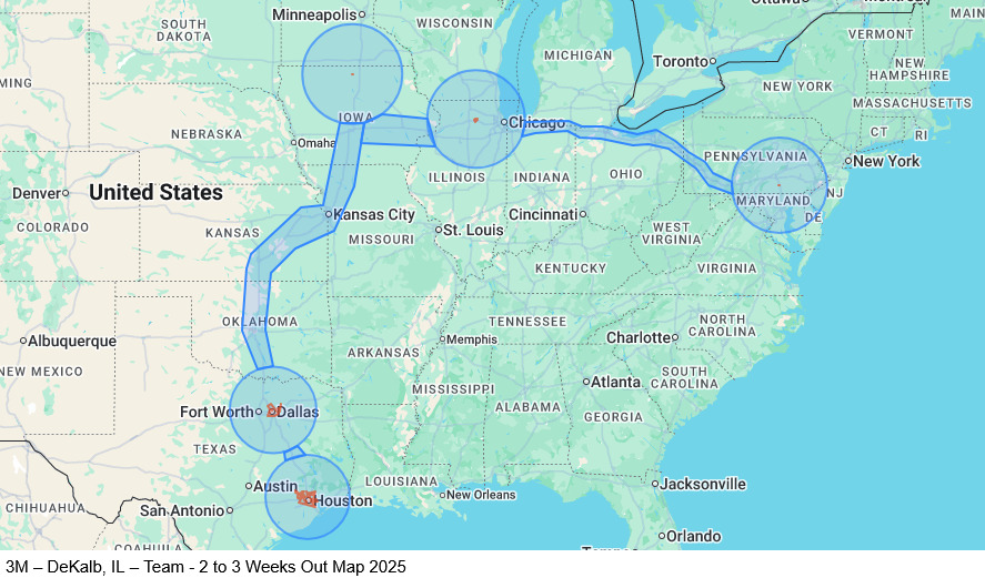 Dedicated - Team - DeKalb, IL and Forest City, IA map