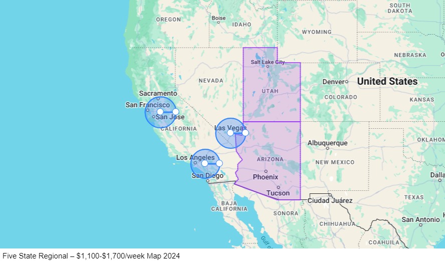 Five State Regional map