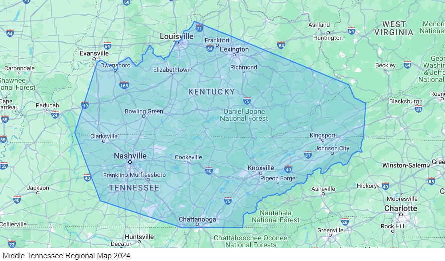 Middle Tennessee Regional map
