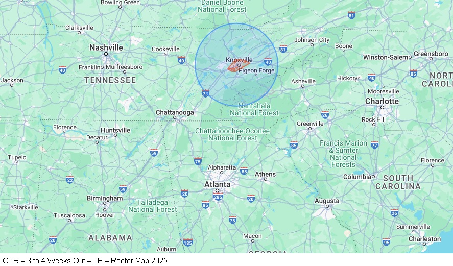 OTR – 3 to 4 Weeks Out – LP – Reefer map