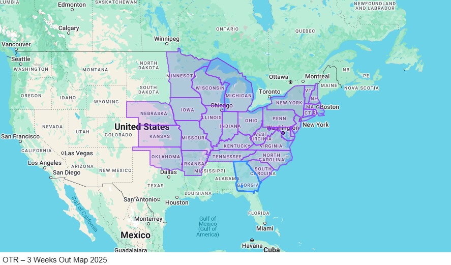 OTR - 3 Weeks Out - Dry Van map