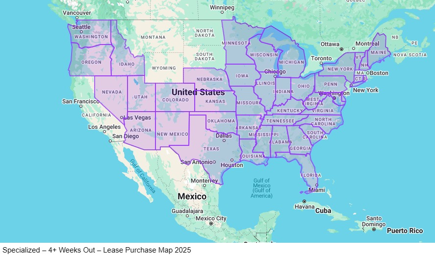 Specialized – 4+ Weeks Out – Lease Purchase map