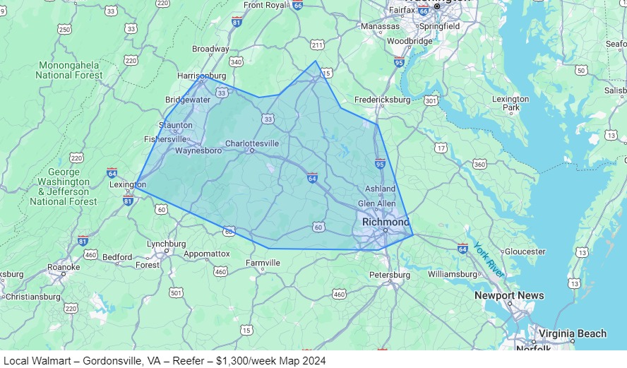 Dedicated - Home Daily – Gordonsville, VA – Reefer map