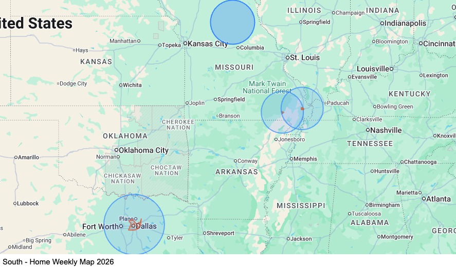 South Central - Home Weekly map