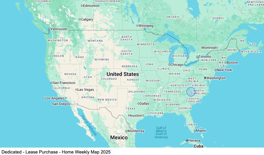 Dedicated - Lease Purchase - Home Weekly map