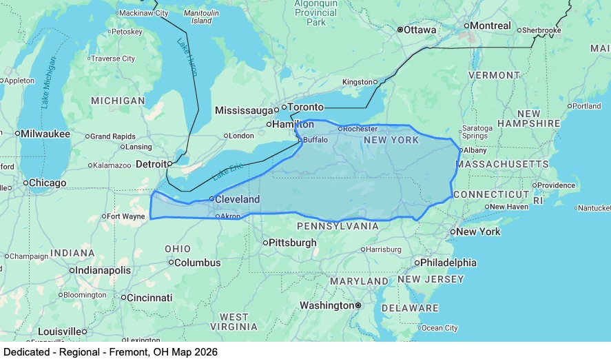 Dedicated - Regional - Fremont, OH map