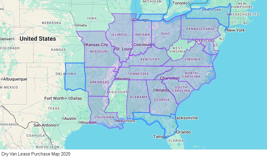 Lease Purchase Dry Van - Home Bi-Weekly map