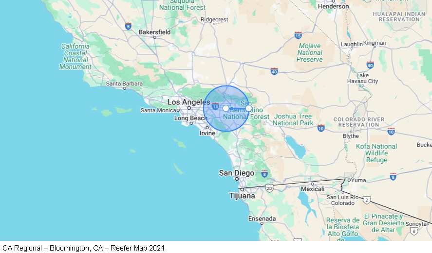 CA Regional – Bloomington, CA – Reefer map