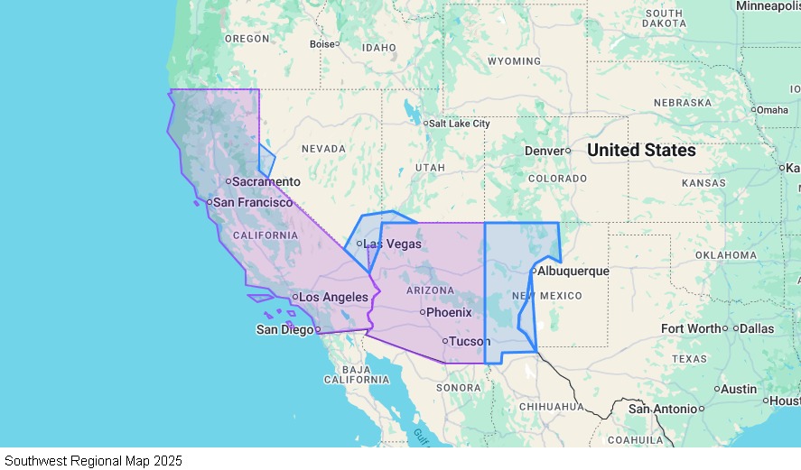 Southwest Regional map
