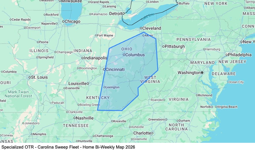 Specialized OTR - Dedicated Fleet - Home Bi-Weekly map