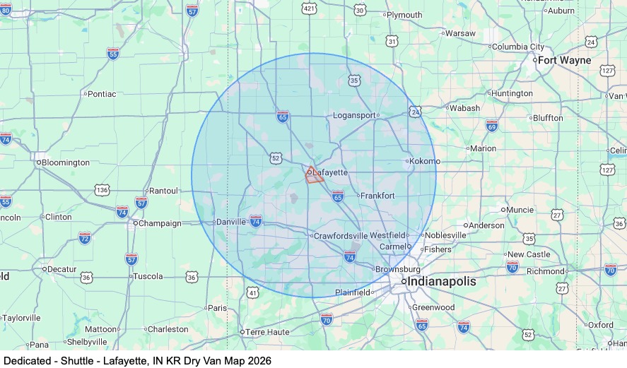 Dedicated - Shuttle - Lafayette, IN - Floater map