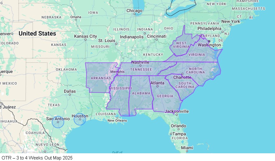 OTR – 3 to 4 Weeks Out map