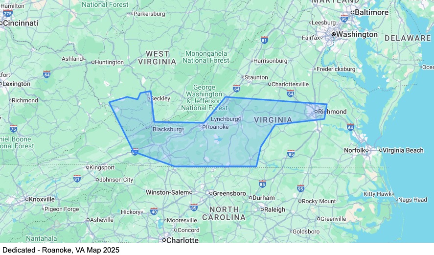 Dedicated – Home Weekly - Roanoke, VA map