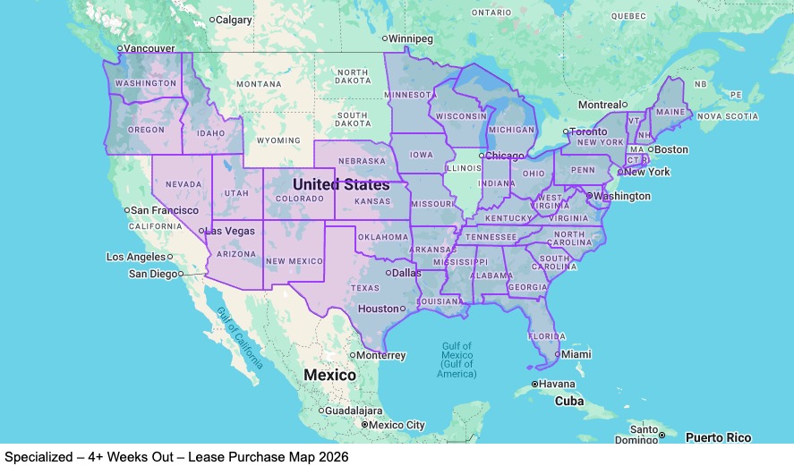 Specialized – 4+ Weeks Out – Lease Purchase map