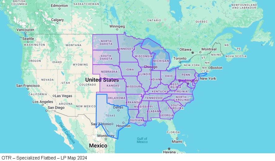 OTR – Specialized Flatbed – Owner Operator map