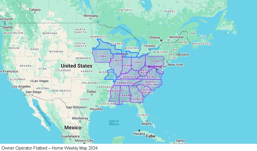 Owner Operator Flatbed – Home Weekly map