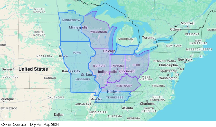 Owner Operator - Dry Van map