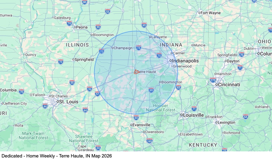 Dedicated - Home Weekly - Terre Haute, IN map