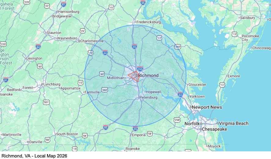 Local One-Way - TWIC - Richmond, VA map