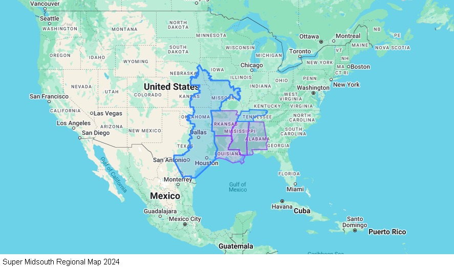 Super Mid South Regional map