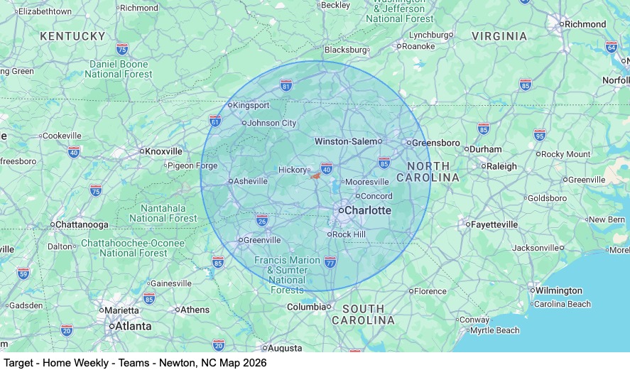Dedicated - Home Weekly - Teams - Newton, NC map