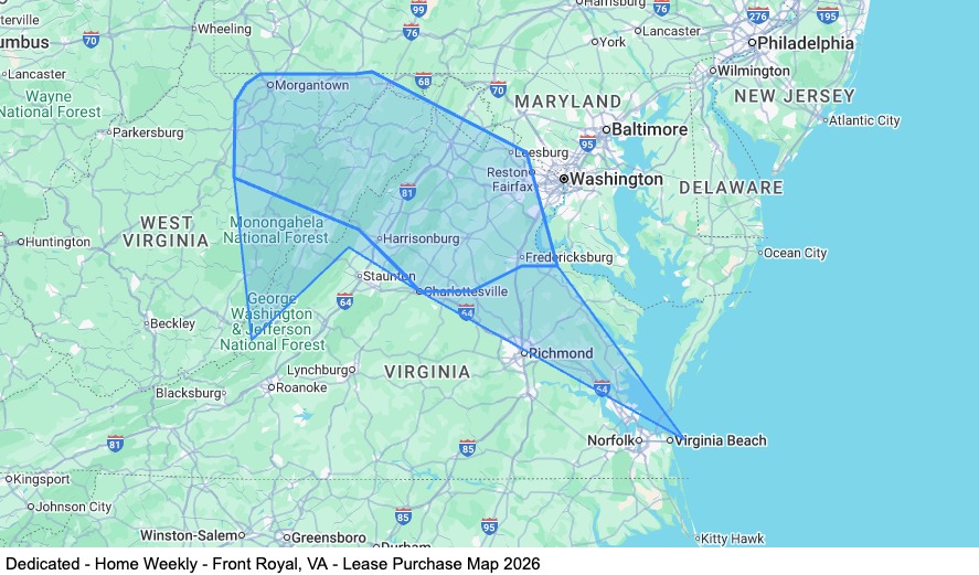 Dedicated - Home Weekly - Front Royal, VA - Lease Purchase map