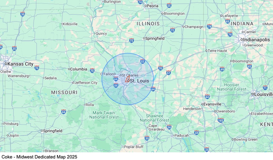 Coke - Midwest Dedicated map