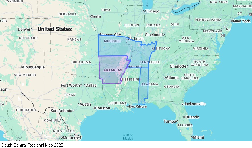 South Central Regional map