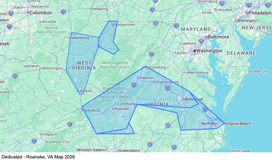 Dedicated – Home Weekly - Roanoke, VA map