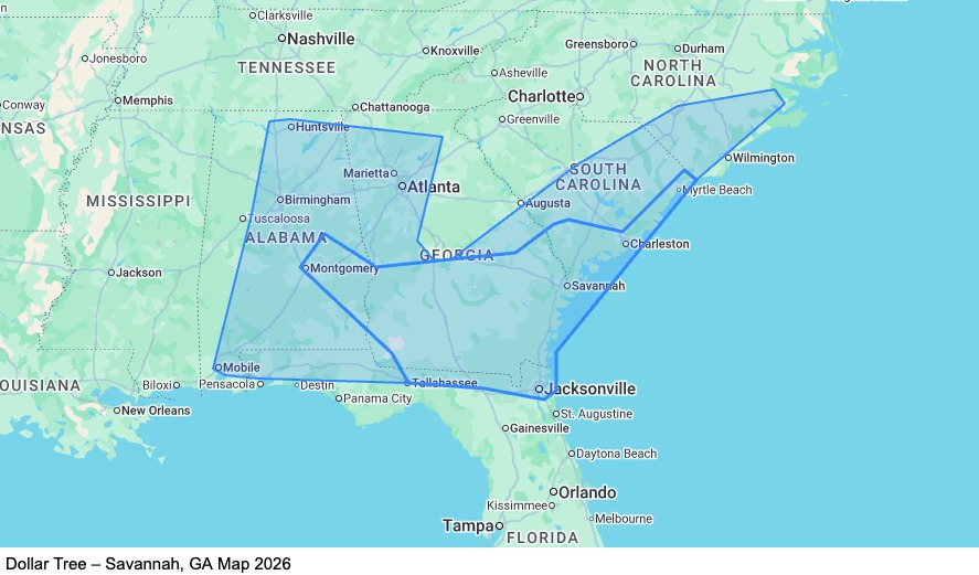 Dedicated - Home Weekly - Savannah, GA map