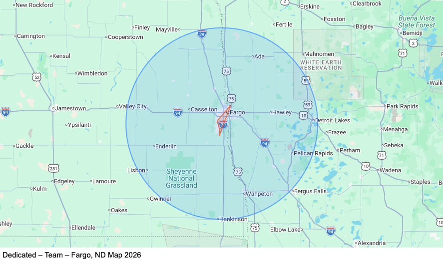 Dedicated – Team – Fargo, ND map