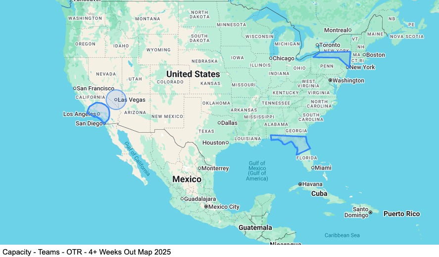 Capacity - Teams - OTR - 4+ Weeks Out map