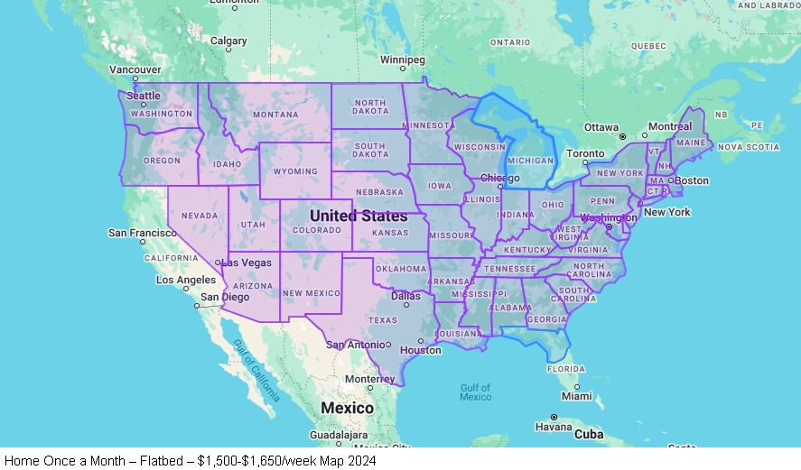 Home Once a Month – Flatbed map