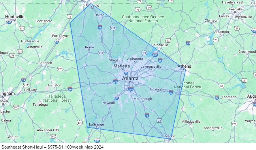 Southeast Short-Haul map