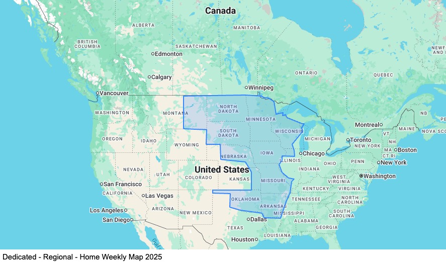 Dedicated - Regional - Home Weekly map