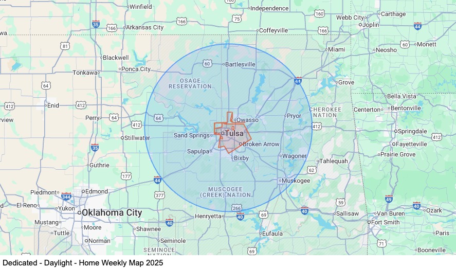 Dedicated - Daylight - Tulsa, OK map