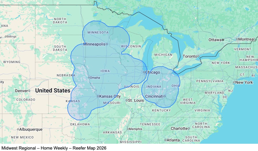 Midwest Regional – Reefer map