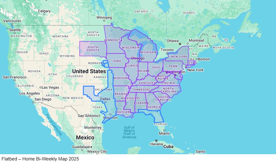 Owner Operator Flatbed – Home Bi-Weekly map